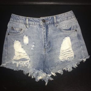 High waisted denim shorts